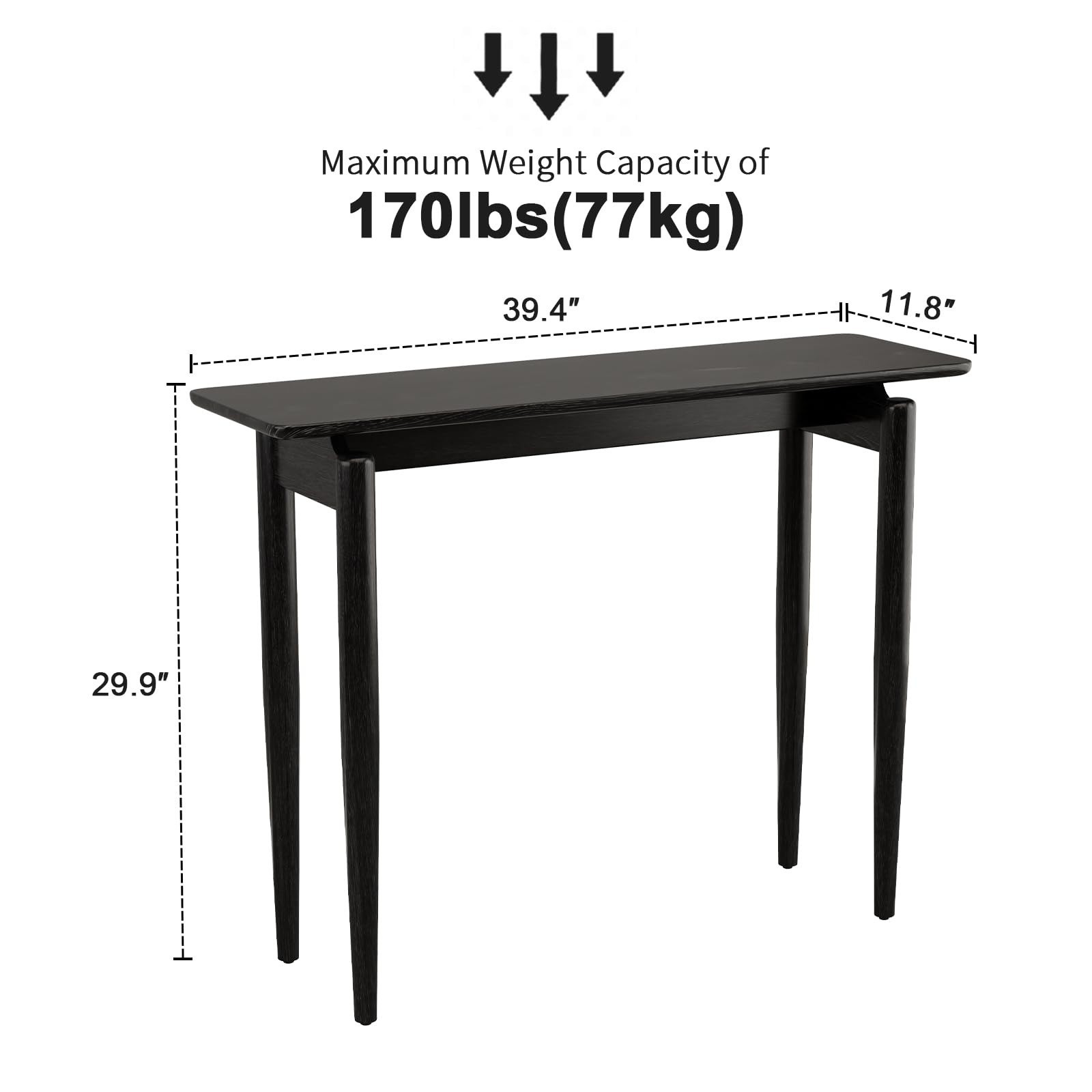 Wood Console Table Black Entryway Table, Thin Console Table, Sofa Tables 39.4 in