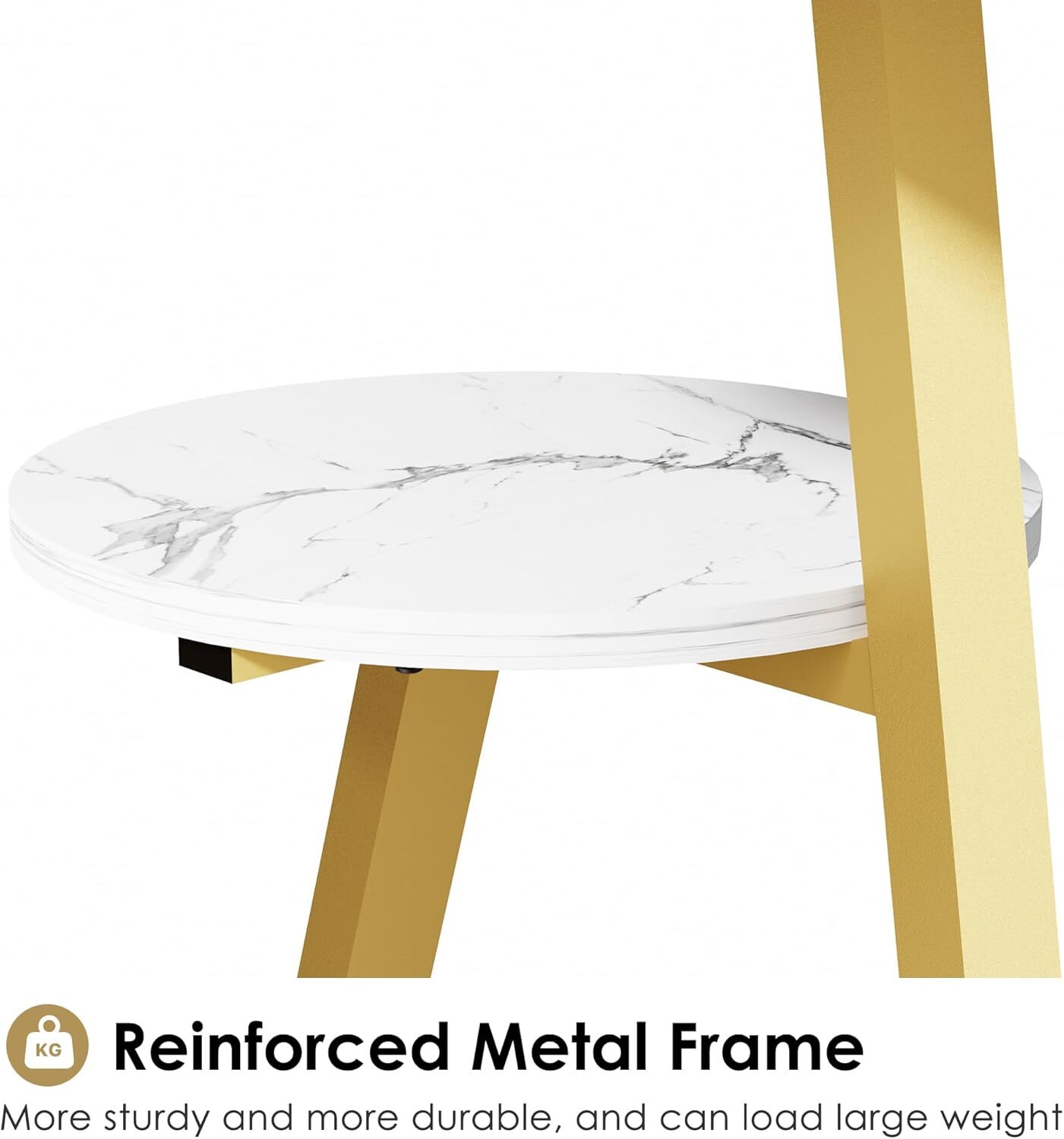 Living Room Bedroom Nightstand Gold White Tall Stand