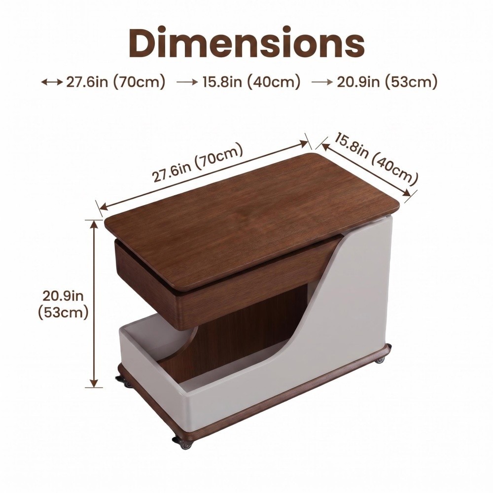 Adjustable Height Coffee Table with Storage, Portable Side Table