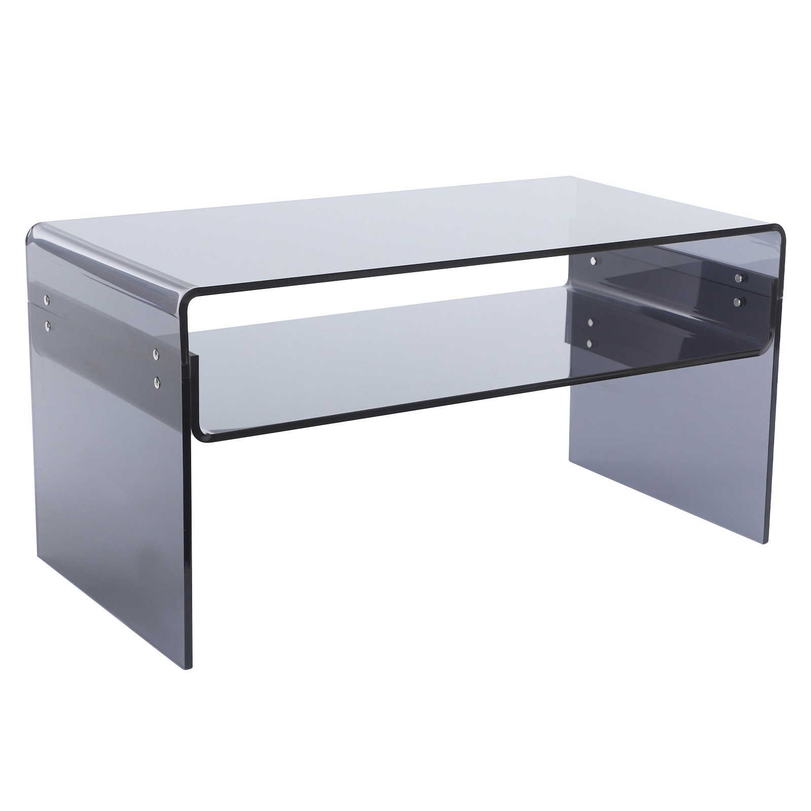 Modern Acrylic Coffee Table, 2-Tier End/Side Desk, 31.5″ W x 15.8″ D/H, Black