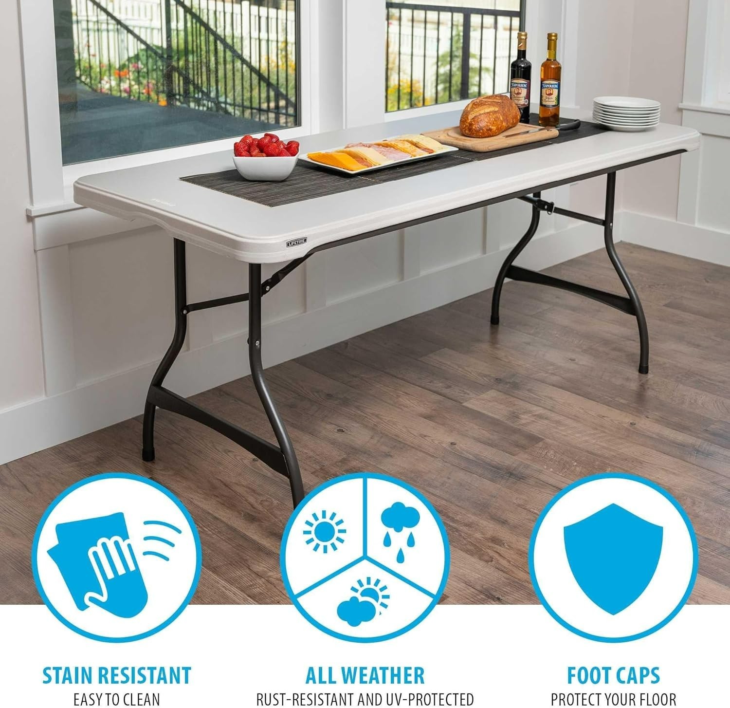 6 Foot Commercial Nesting Folding Table Almond Color