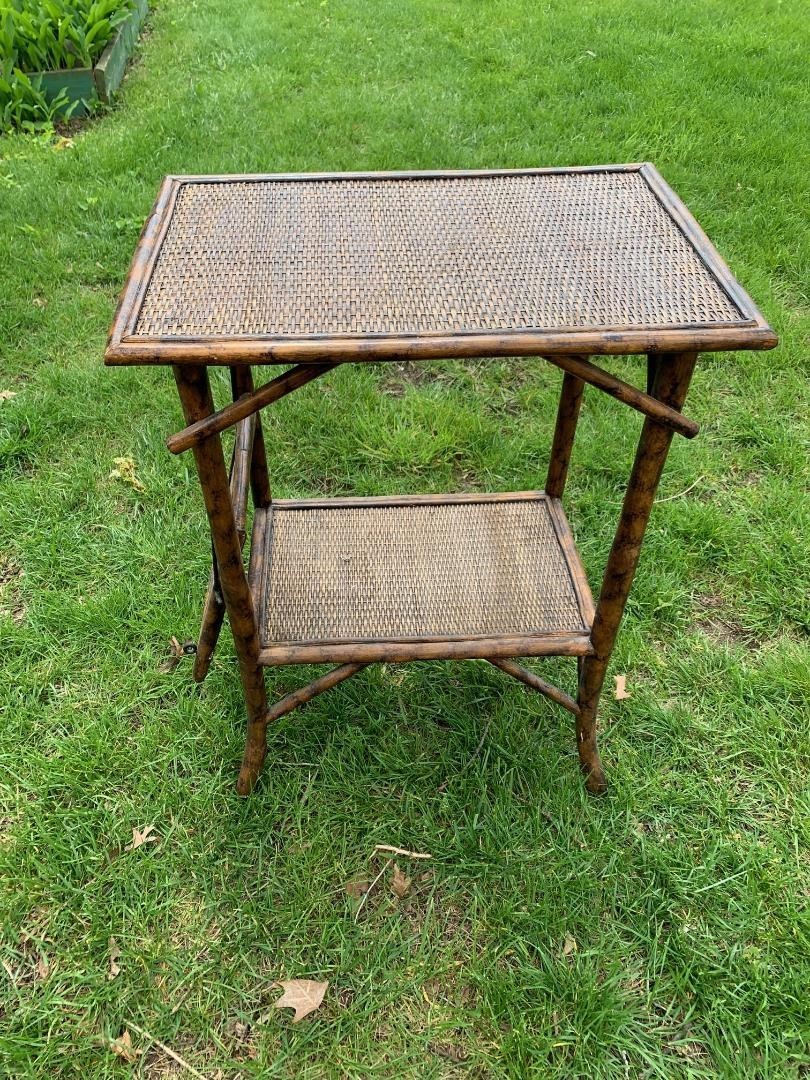 Very Unique Small Side Table w 2 Levels and a Small Folding Side Shelf