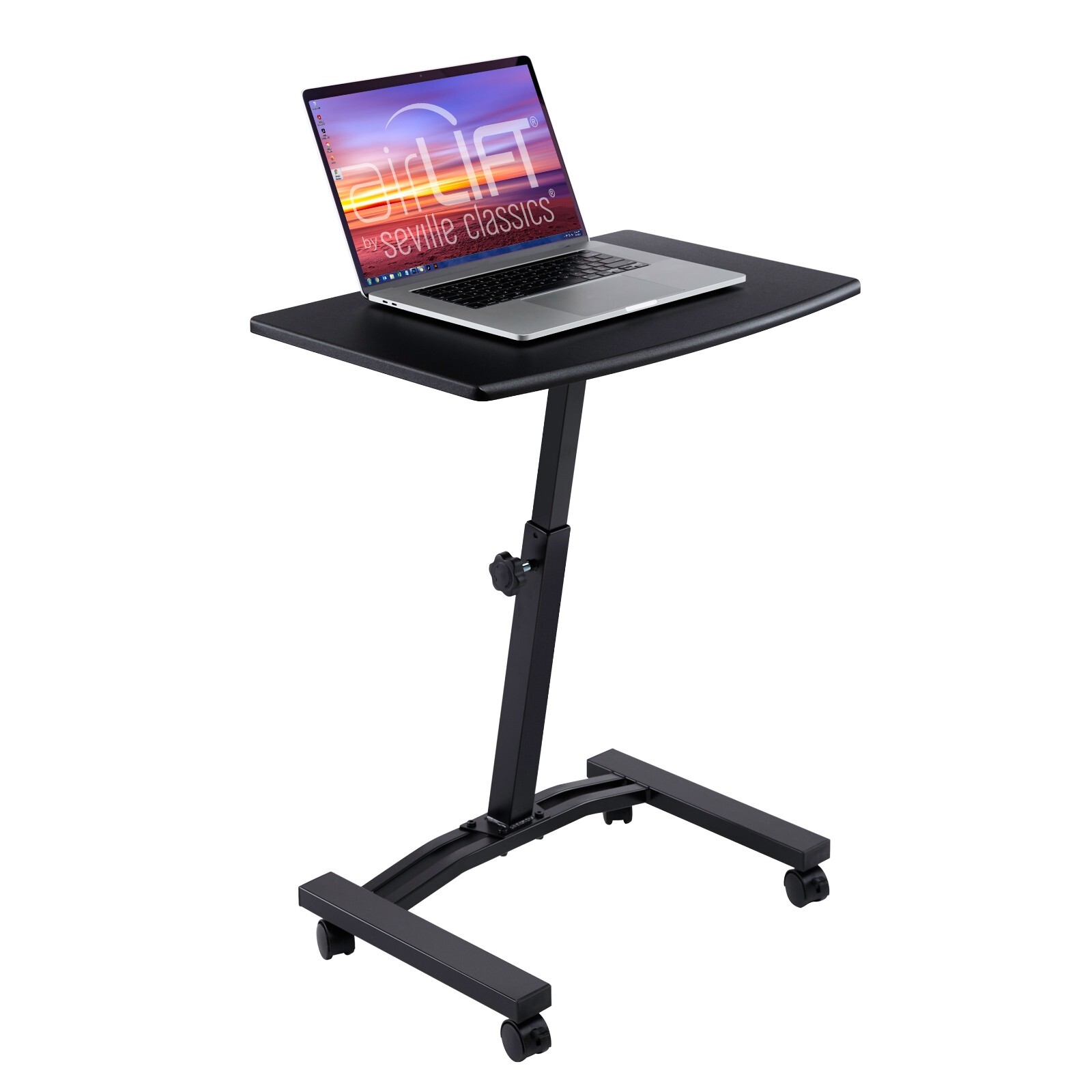 Seville Classics Airlift Height Adjustable Mobile Laptop Computer Desk Cart
