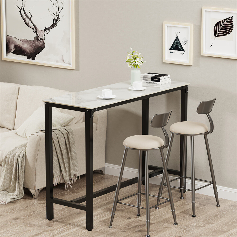 48″ Long Bar Table Easy Clean Breakfast Table Kitchen Counter Table Anti-scratch