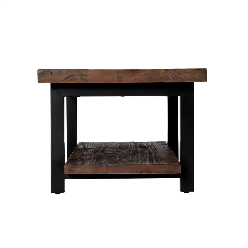 Pomona 42 In. Rustic/Natural Rectangle Wood Top Coffee Table with Shelf