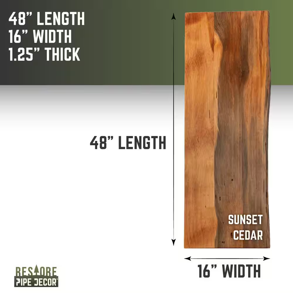 48 In. X 16 In. X 1.25 In. Sunset Cedar Stain Restore Console Table Wood Top