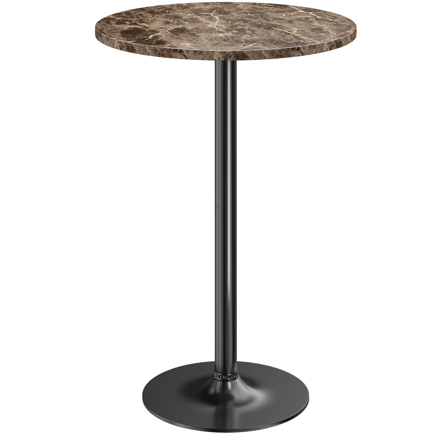 Bistro Pub Table Round Bar Height Faux Marble 40.6 Inch Metal Base MDF Top