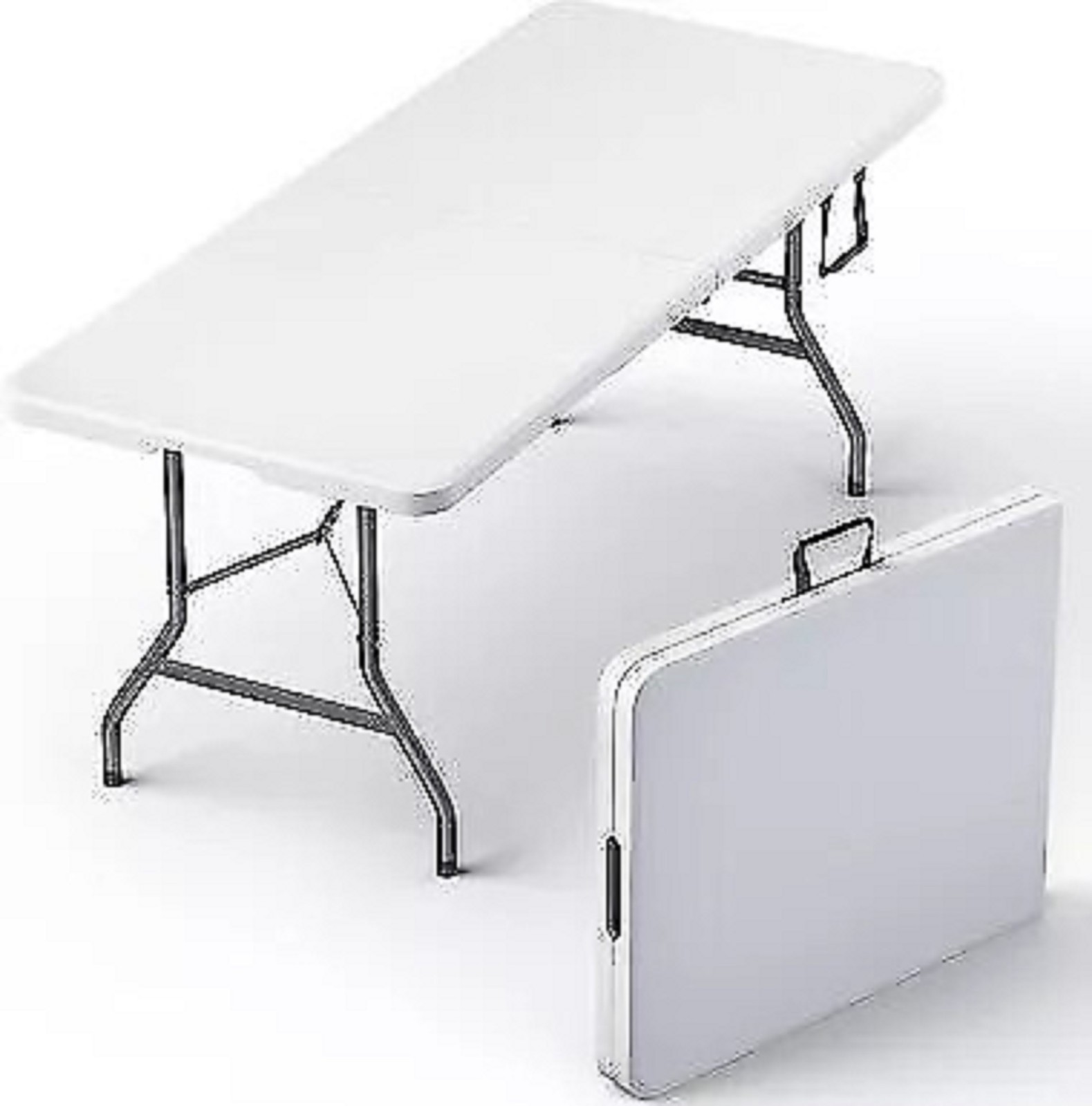 6FT Portable Folding Table – Fold-in-Half Picnic Table w/Handle, On-the-Go