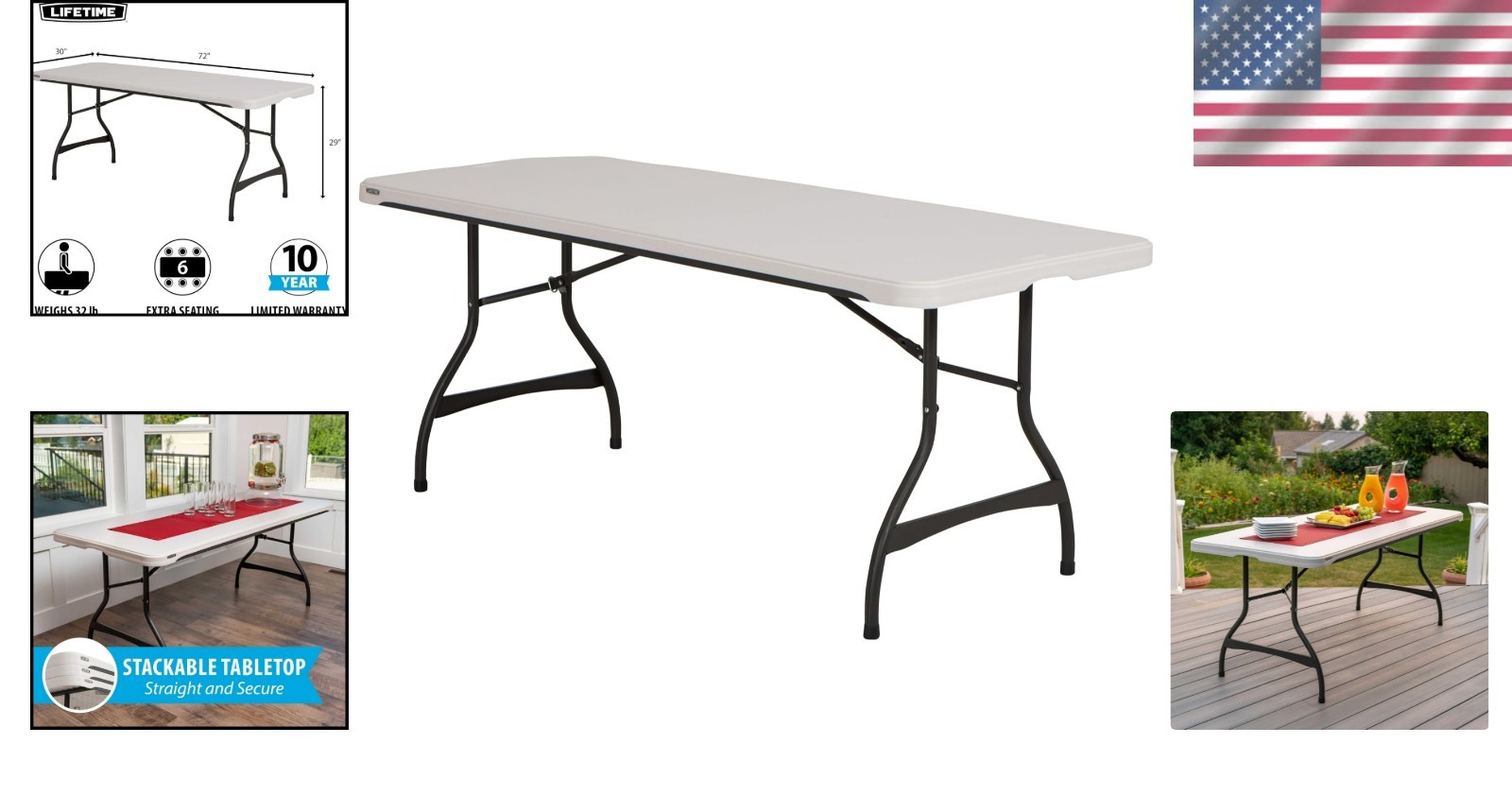 6 Foot Commercial Nesting Folding Table Almond Color