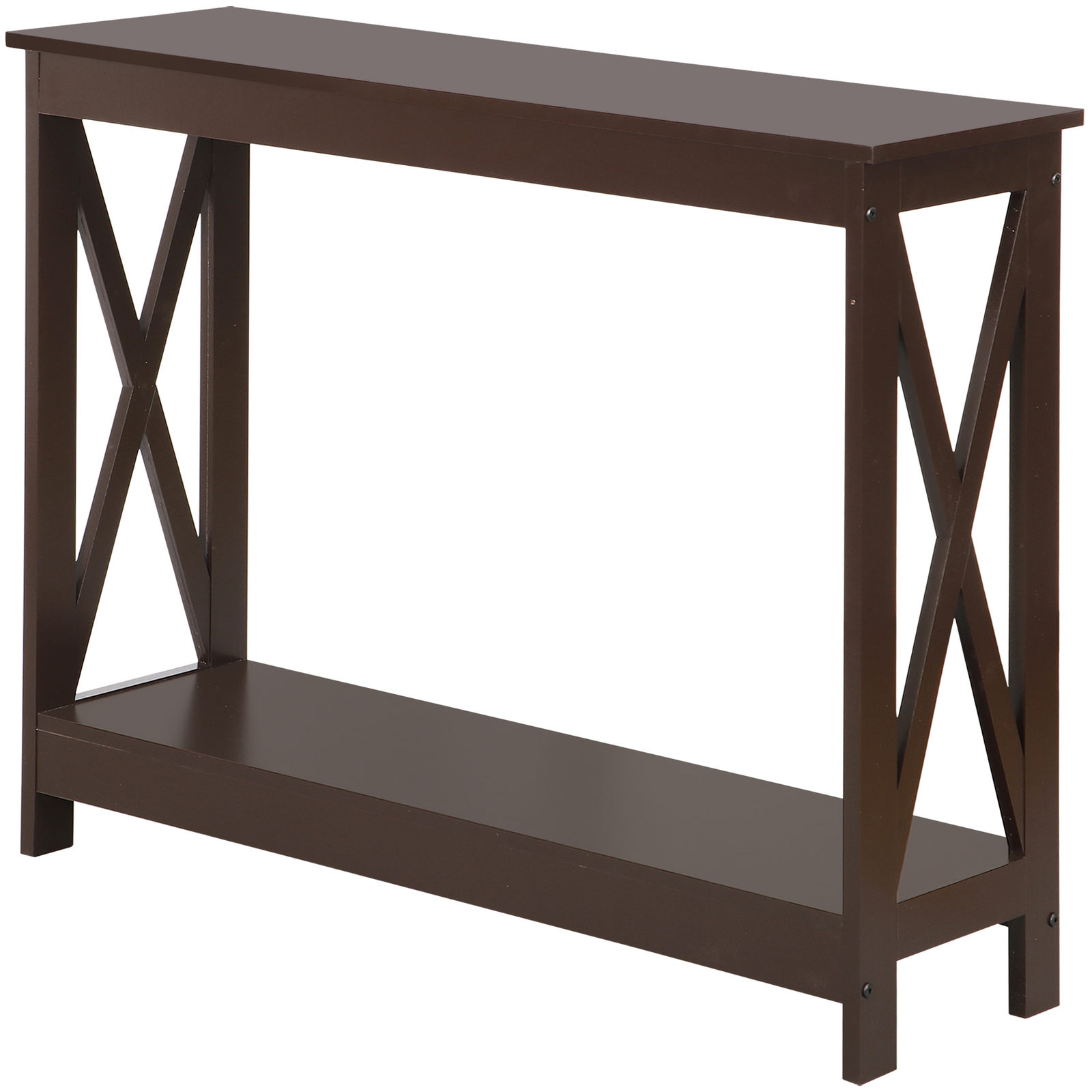 Console Table Entryway Storage Shelf Wood Side Display Accent Sofa Table Brown