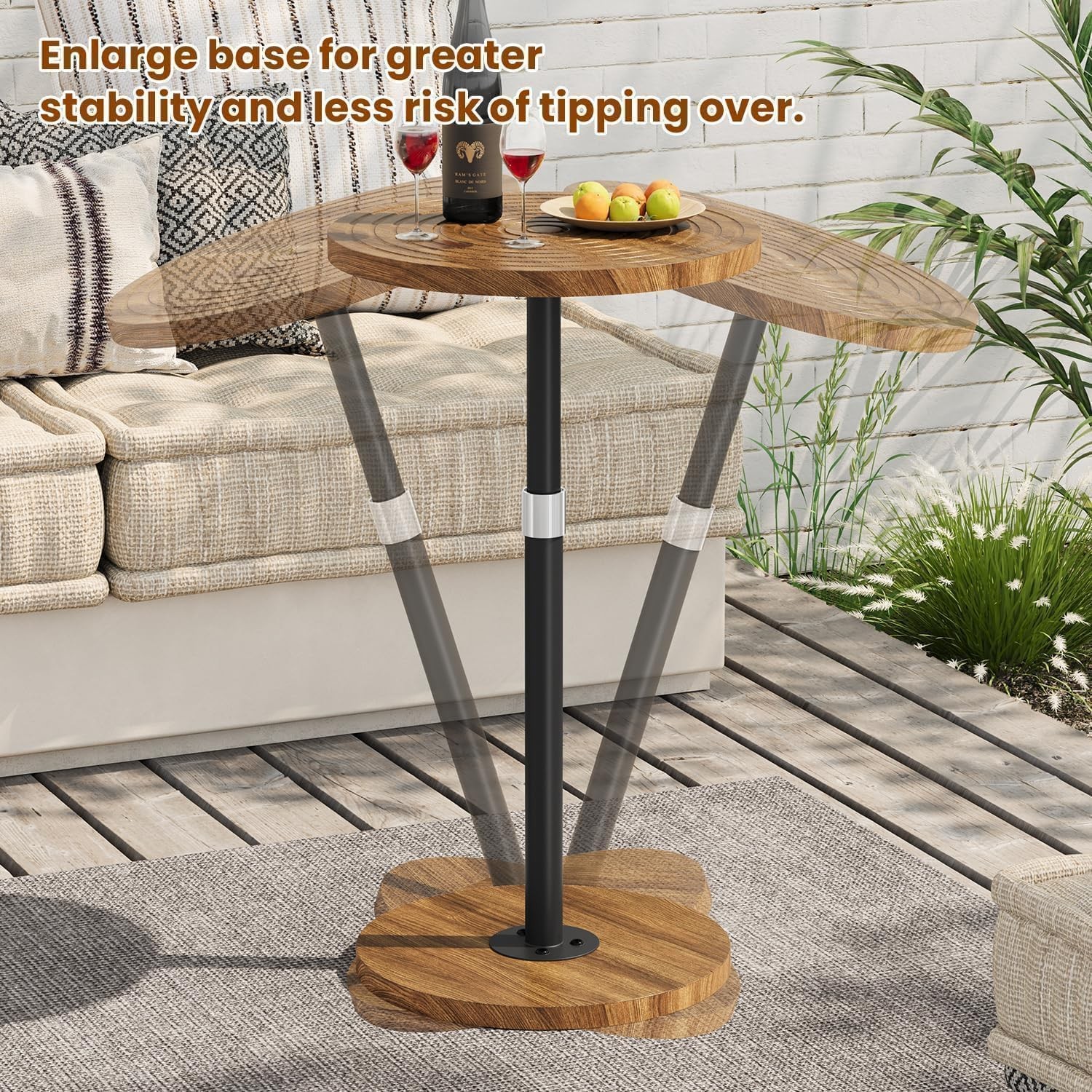 Drink Table, Pedestal Side Table, Small Round Side Table for Small Spaces (Ac…