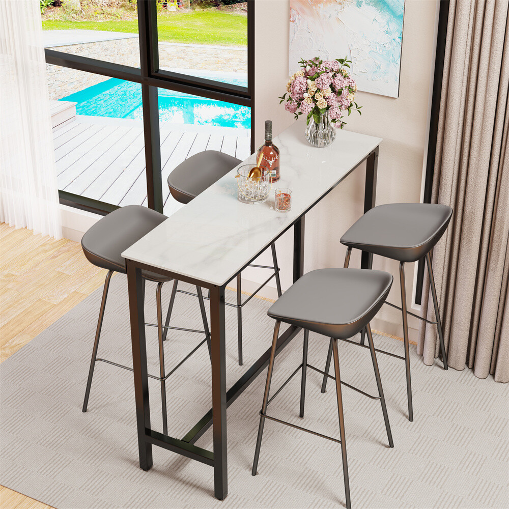 48″ Long Bar Table Easy Clean Breakfast Table Kitchen Counter Table Anti-scratch