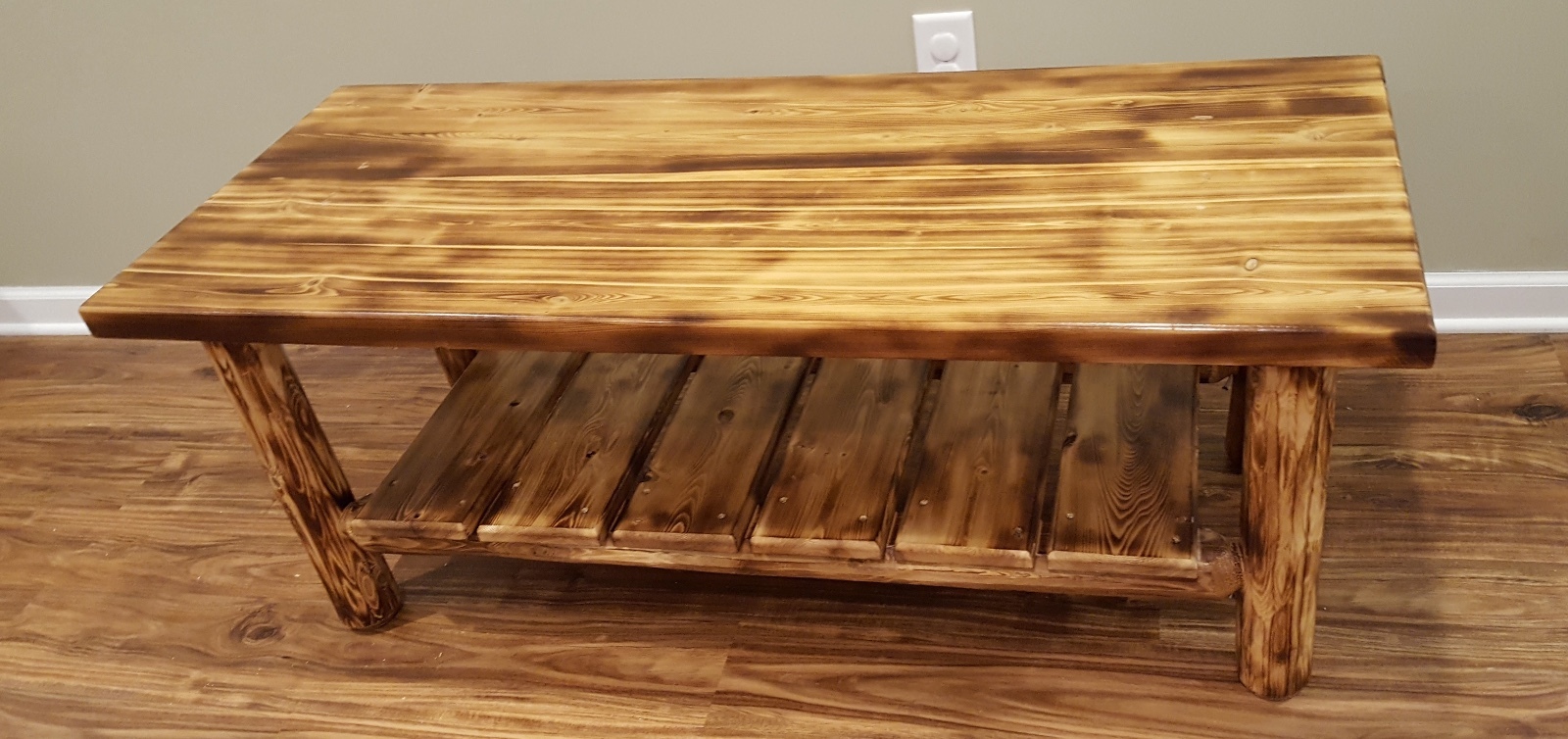 Northern Torched Cedar Log Coffee Table-Free Shipping/Solid Wood/Made in USA