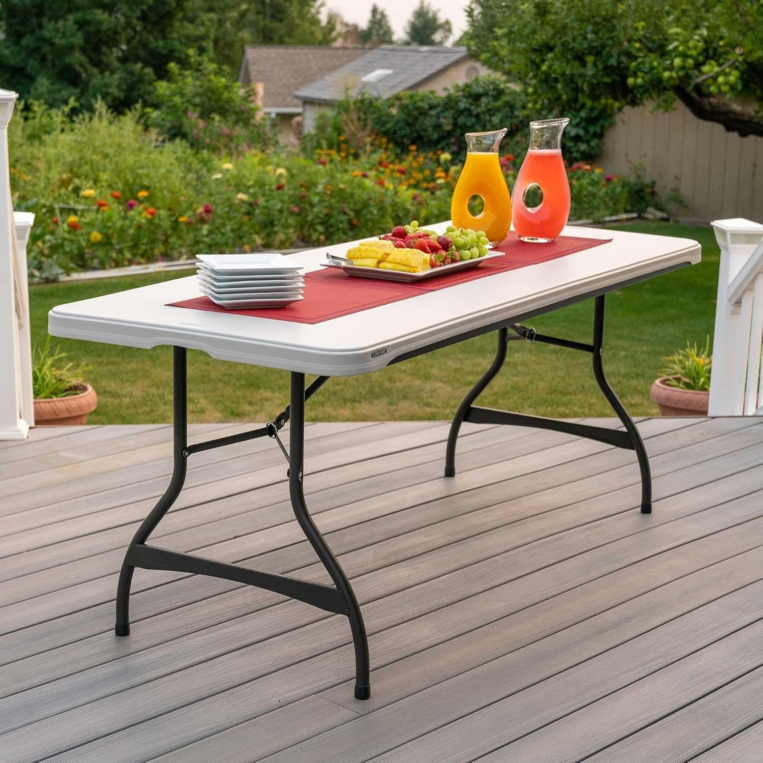 6 Foot Commercial Nesting Folding Table Almond Color