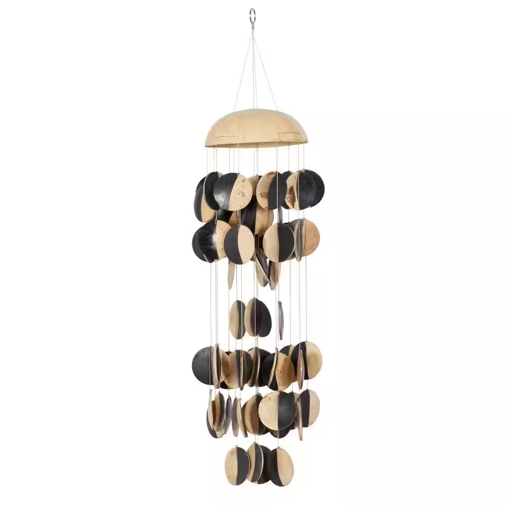 17 In. Black Wood Geometric Jellyfish Inspired Windchime