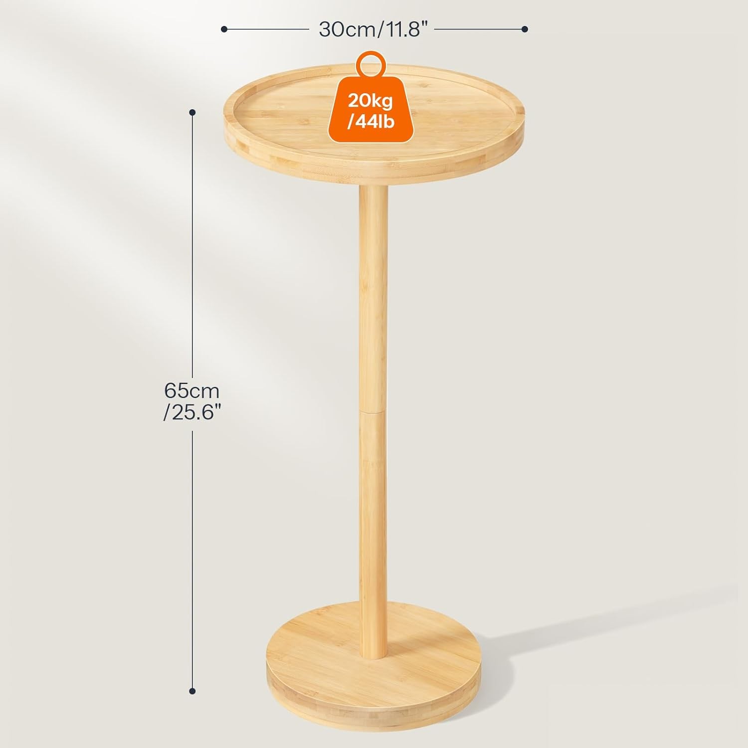 HOOBRO Tall Side Table End Table Nightstand 11.8″D x 11.8″W x 25.6″H Natural
