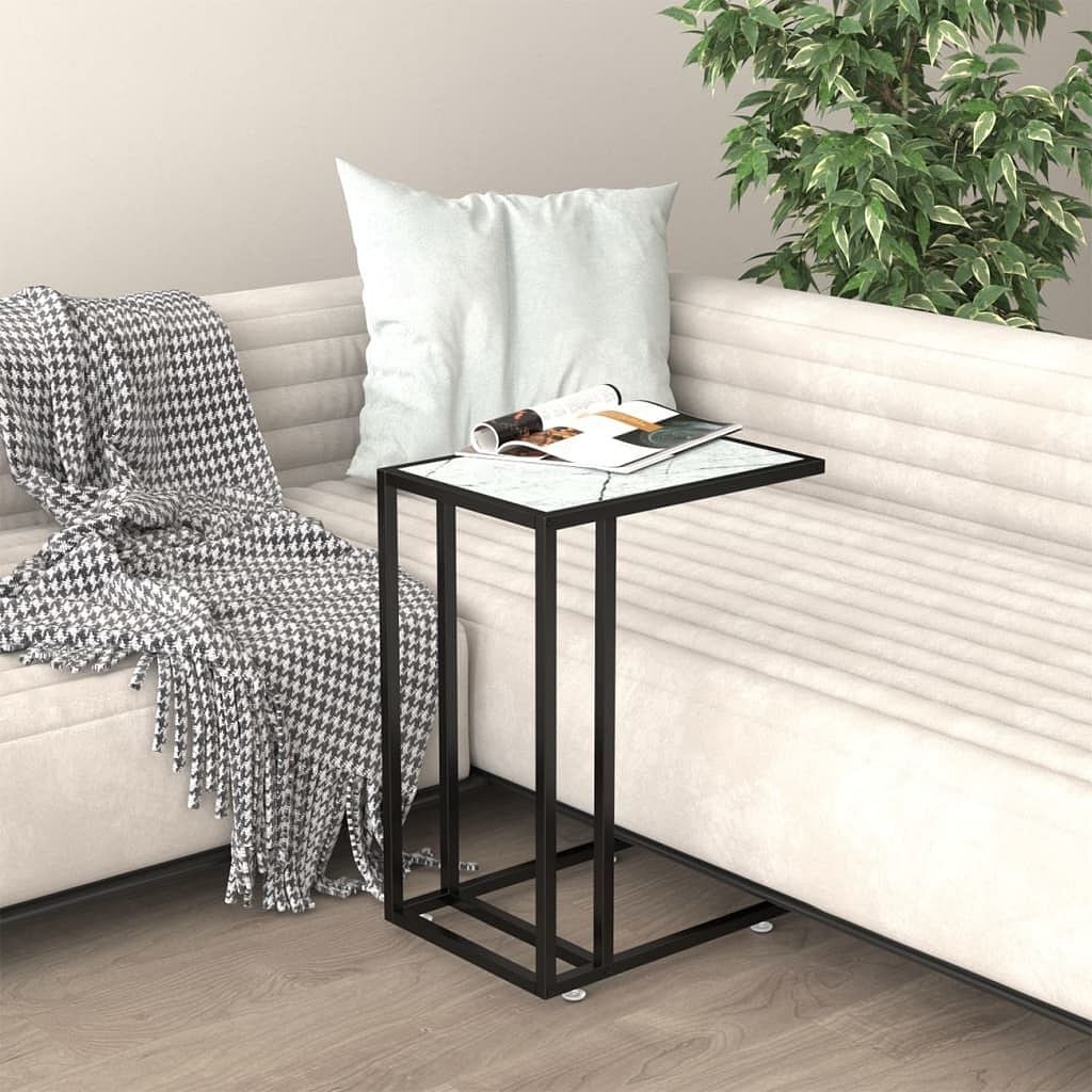 Side Table White marble Tempered glass, iron 19.7 x 13.8 x 25.6 in