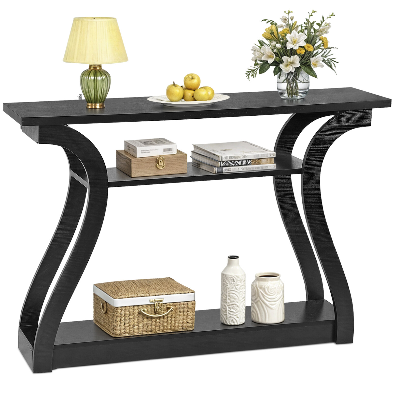 47″ Console Table Black Accent Side Stand Sofa Entryway Hallway Table Desk Wall
