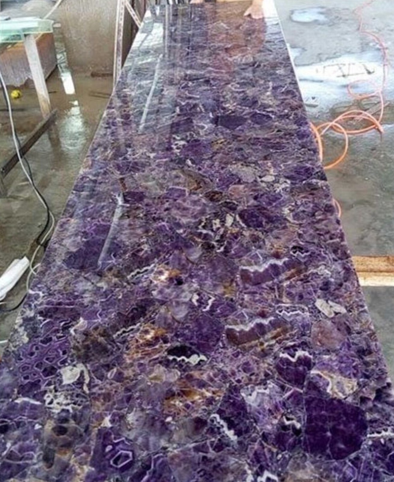 21 Inches Amethyst Side Table / Epoxy Coffee Table Top / Amethyst Customiz Table