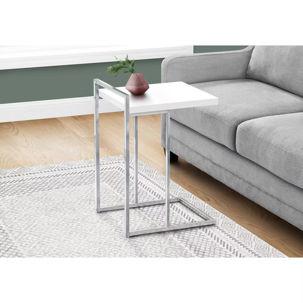 C Table Thick Panel Top Accent Table White – EveryRoom: Glossy Finish,