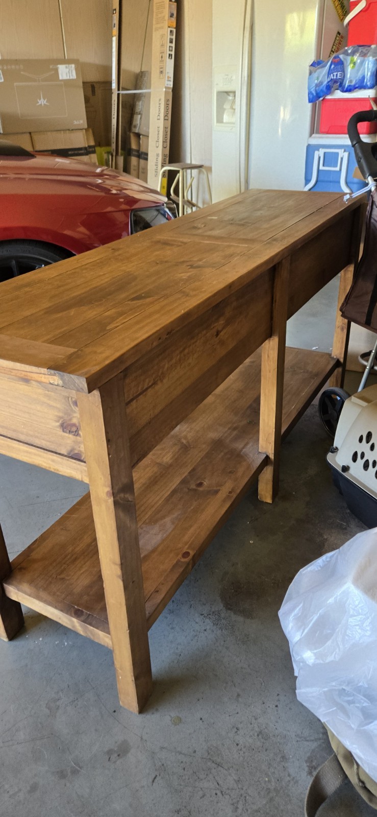 Rustic solid pine Wooden console Table 85340 Natural Brown Mexican furniture