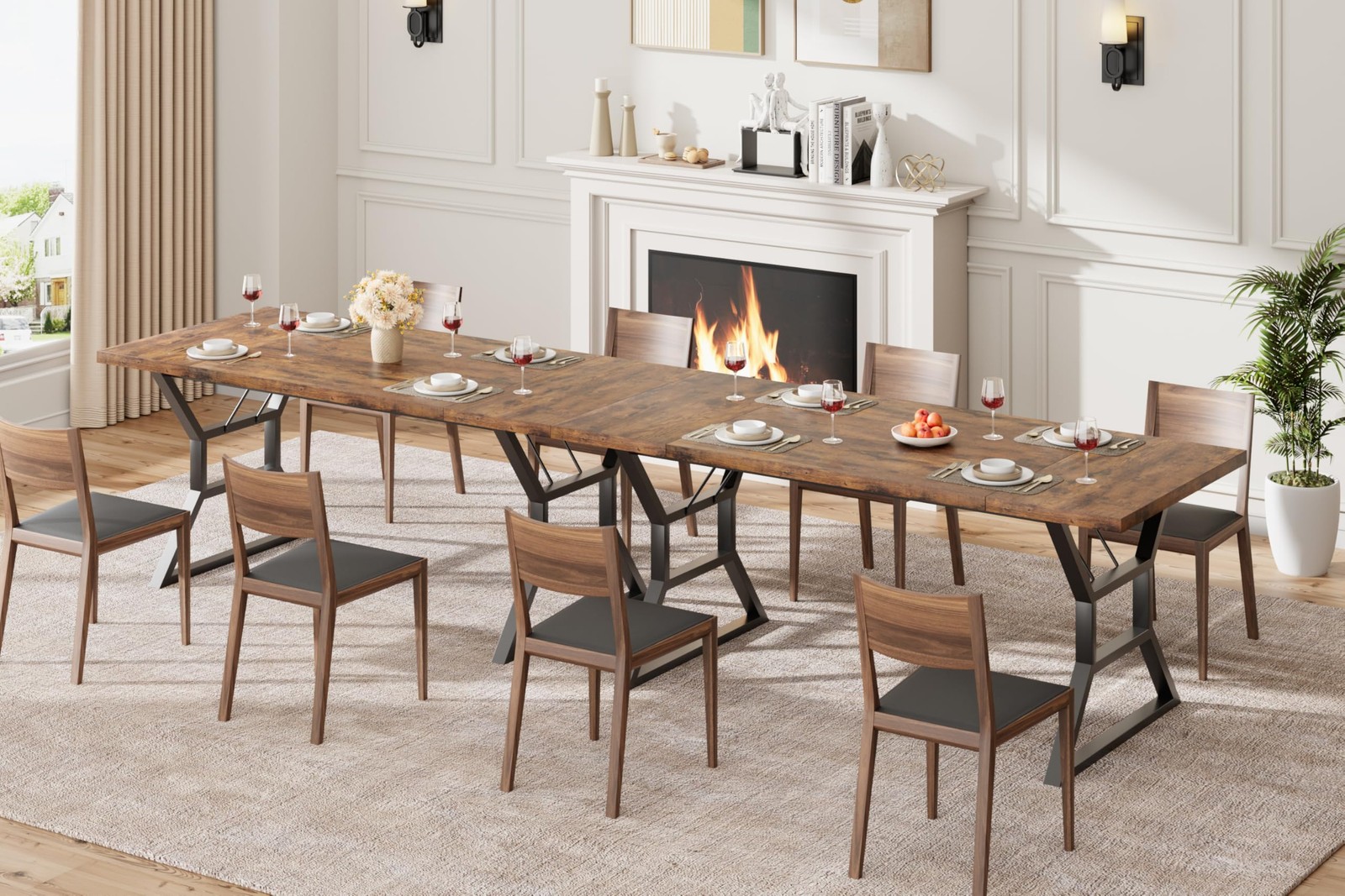 Farmhouse 70.9″ Dining Table for 6, Rectangular Wood Dining Tables, Rustic Ki…