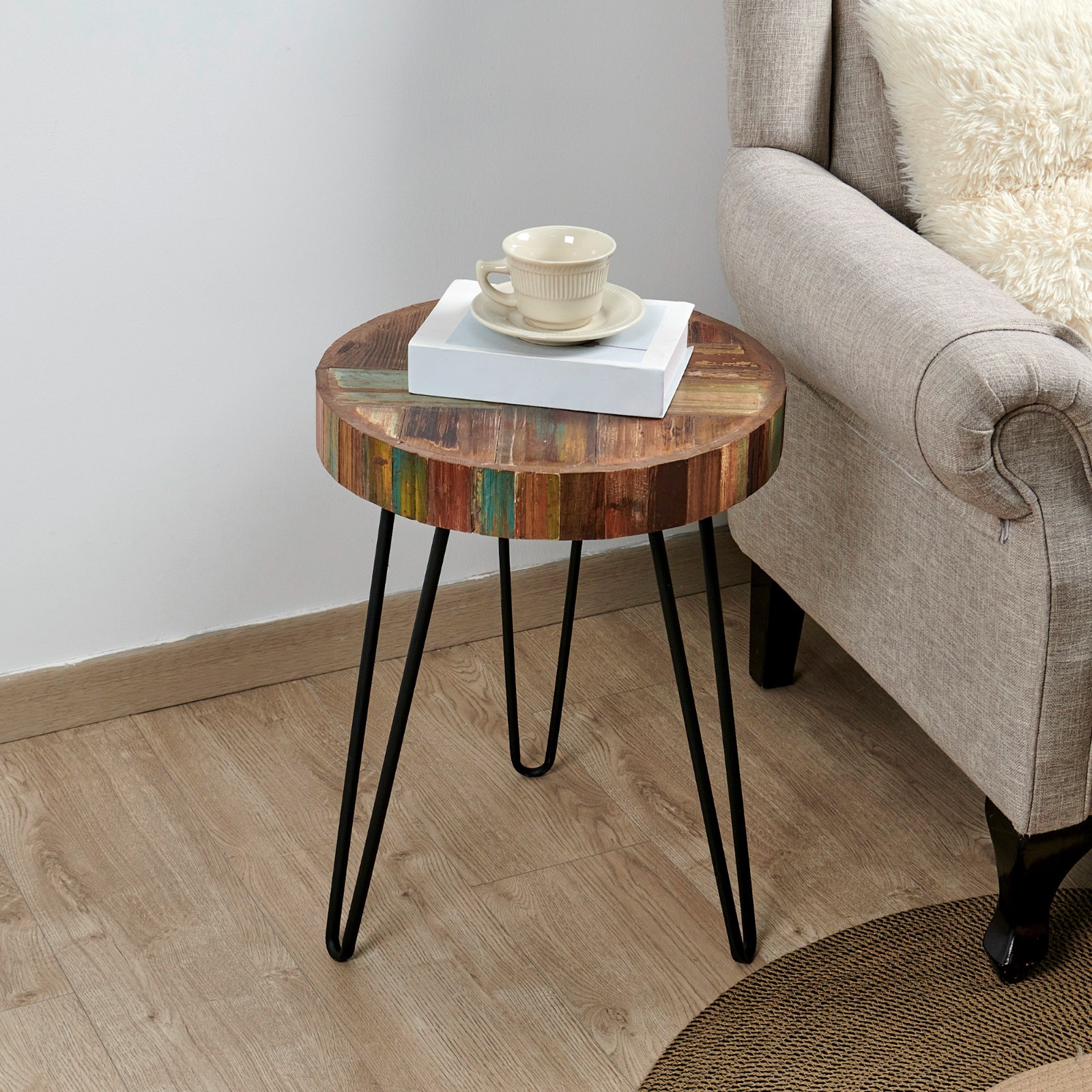 Greenage End Table Sofa Side Table Reclaimed Wood Living Room Bedroom Furniture