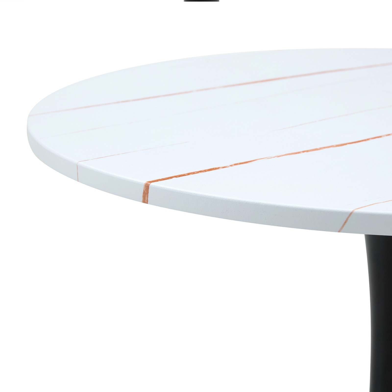 31.5″ Round Tulip Dining Table White MDF Top Metal Pedestal Base