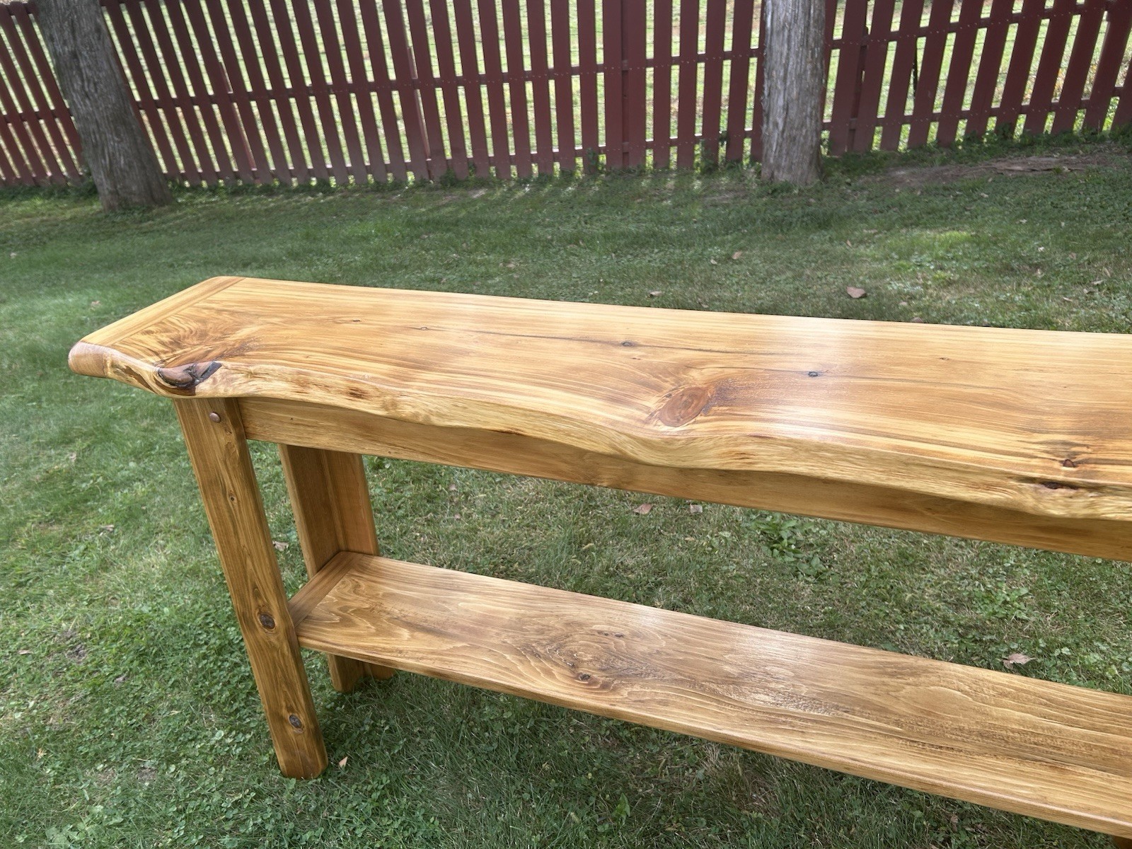 60x12x29 Thick Live Edge Sofa Entry Table Light Finish Northern White Cedar STA