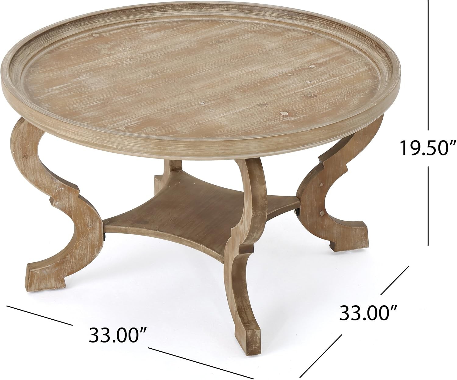 Althea Faux Wood Circular Coffee Table, Nature