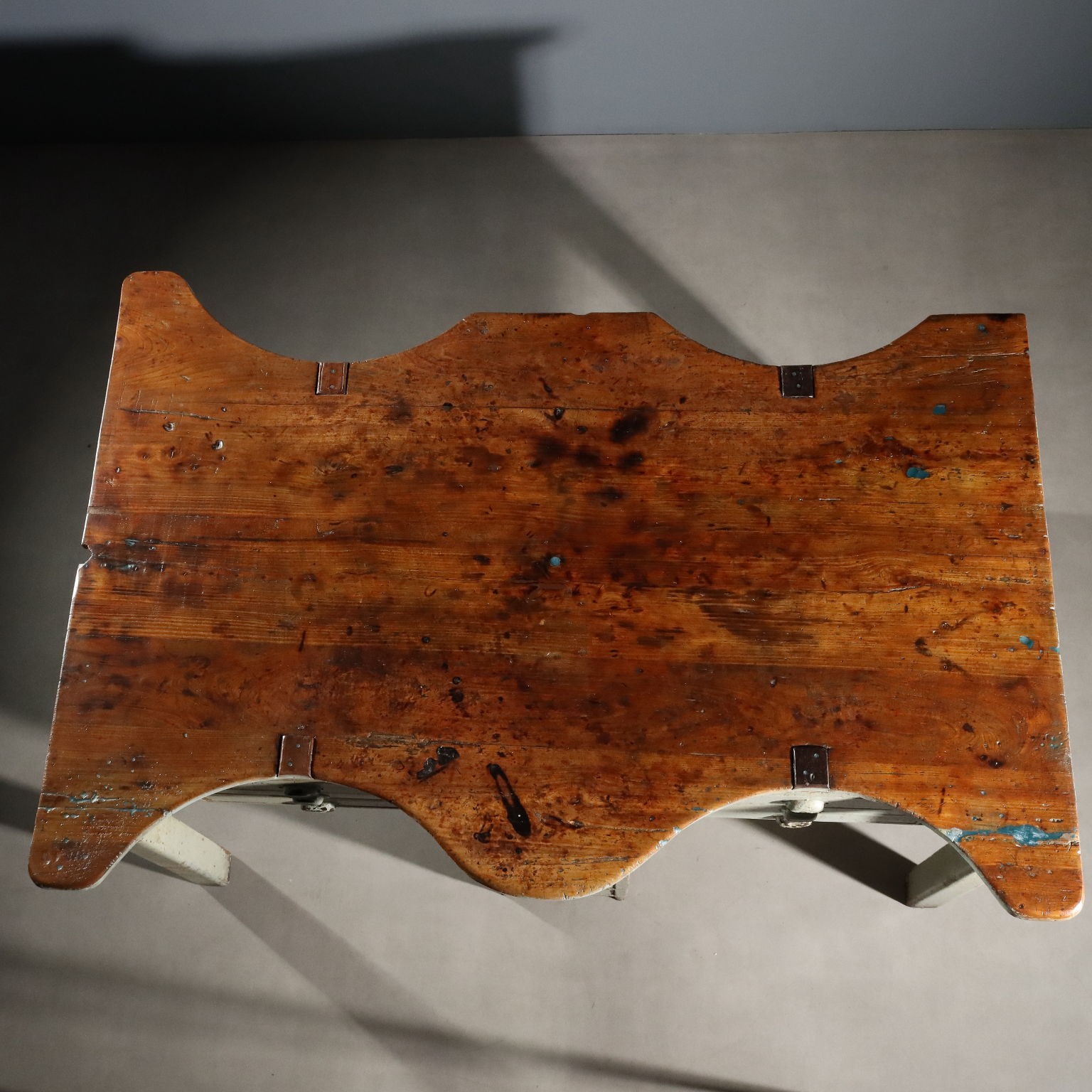 Vintage Industrial Table Fir Elm Design Italy XX Century Original