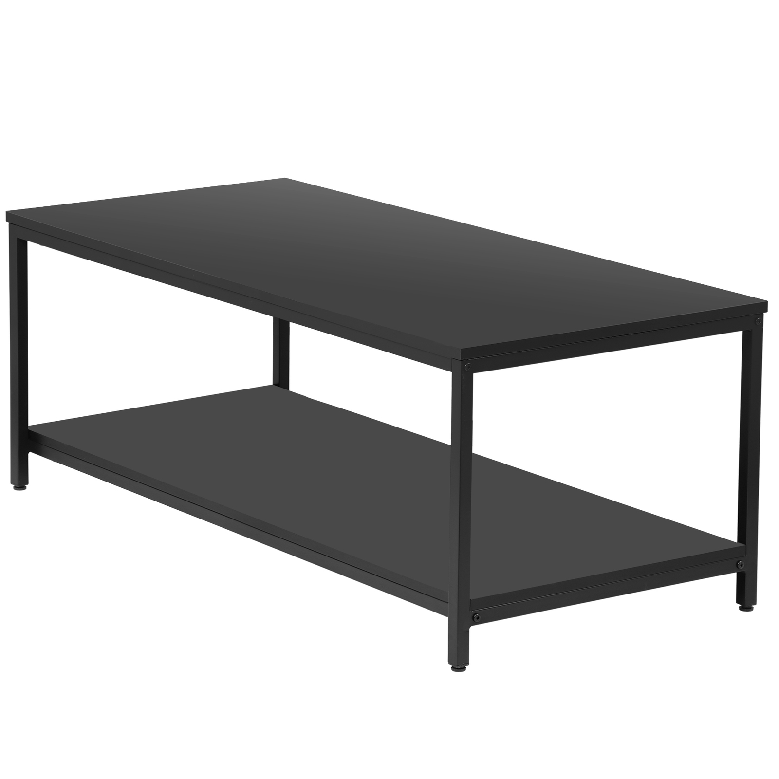 Quick Assembly All Black Coffee Table With Dual Tier Design For Elegant Homes