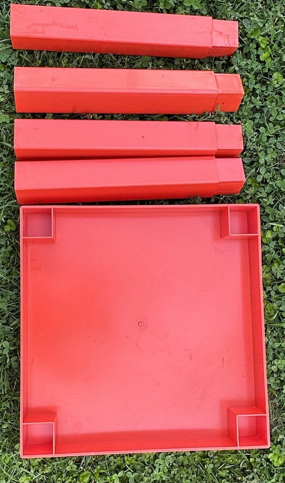 Parsons Plastic Table Kartell Style Red Orange Square Vintage Mid Century 16”