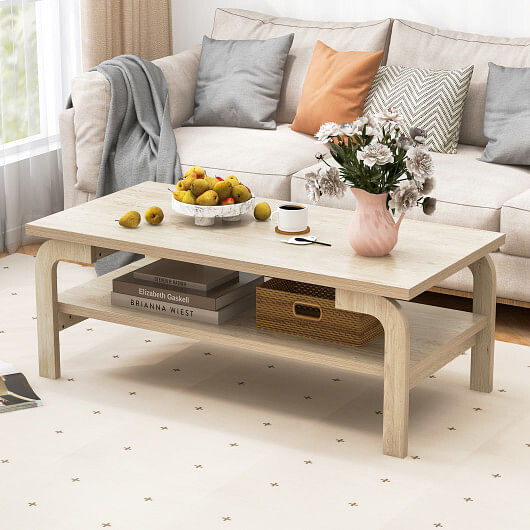 47 Inches Accent Rectangular Coffee Table for Living Room-Natural – Color: Natur