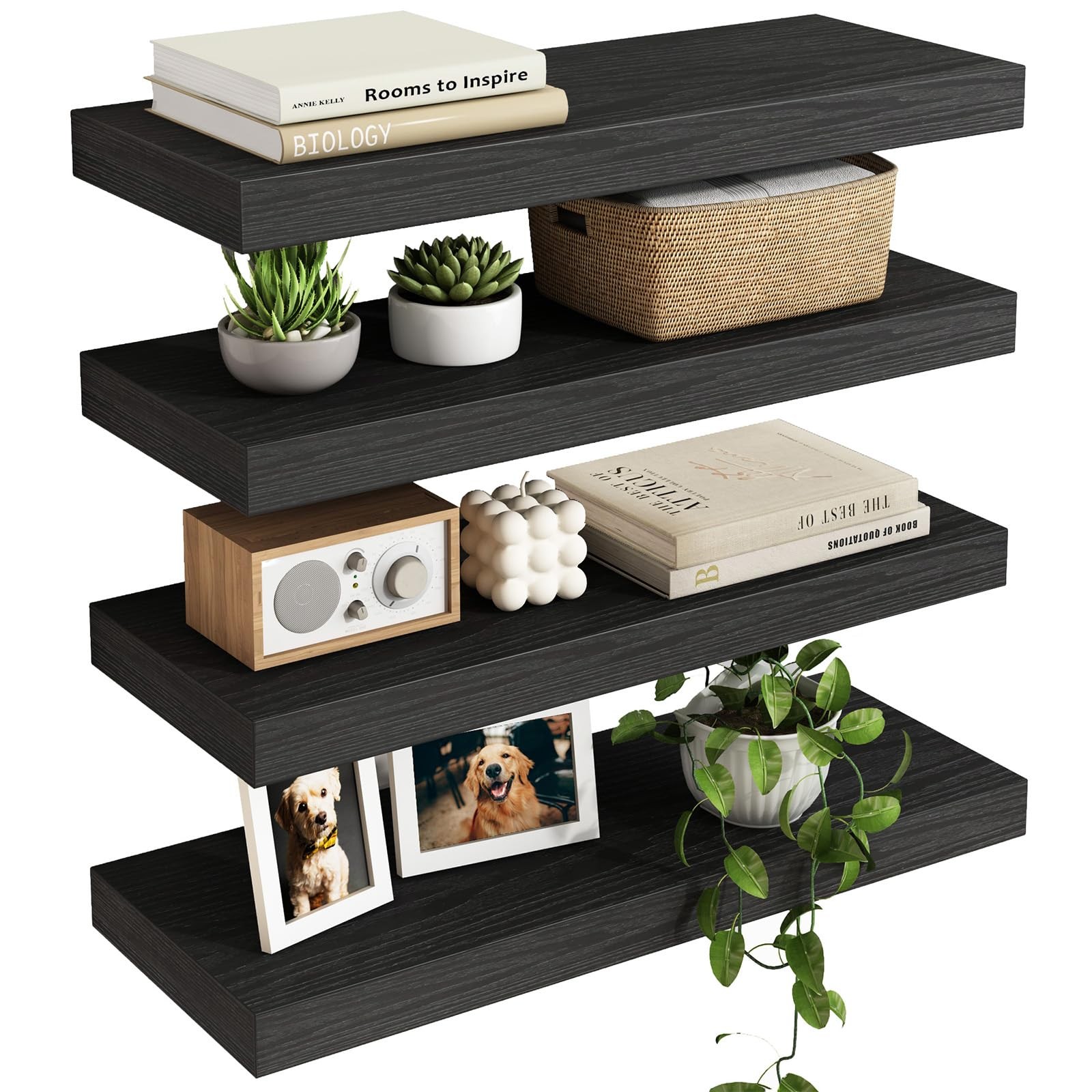 Fixwal Black Floating Shelves 15.8 inches x 5.5 x 1.2 inches,