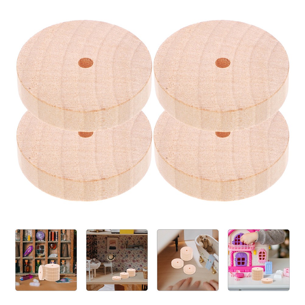 15Pcs Wood Crafts Wheels Synthetic Material for Kids Toy Accessories