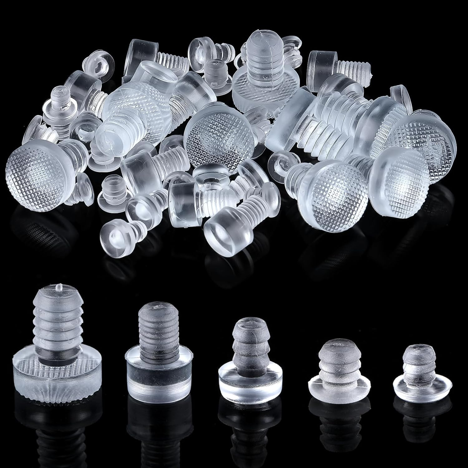 50 Pcs Glass Table Top Bumpers Rubber, 5 Size Clear Rubber Table, Glass Bumper R