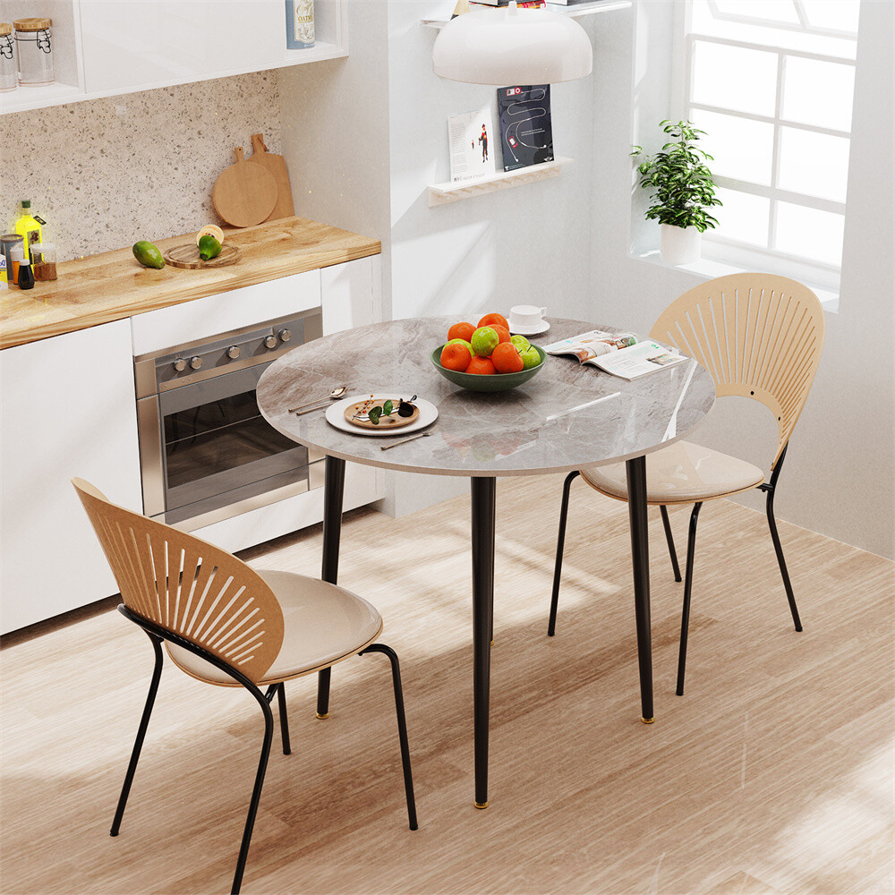 Round Dining Table 2-4 Person High End Sintered Stone Top Kitchen Restaurant NEW