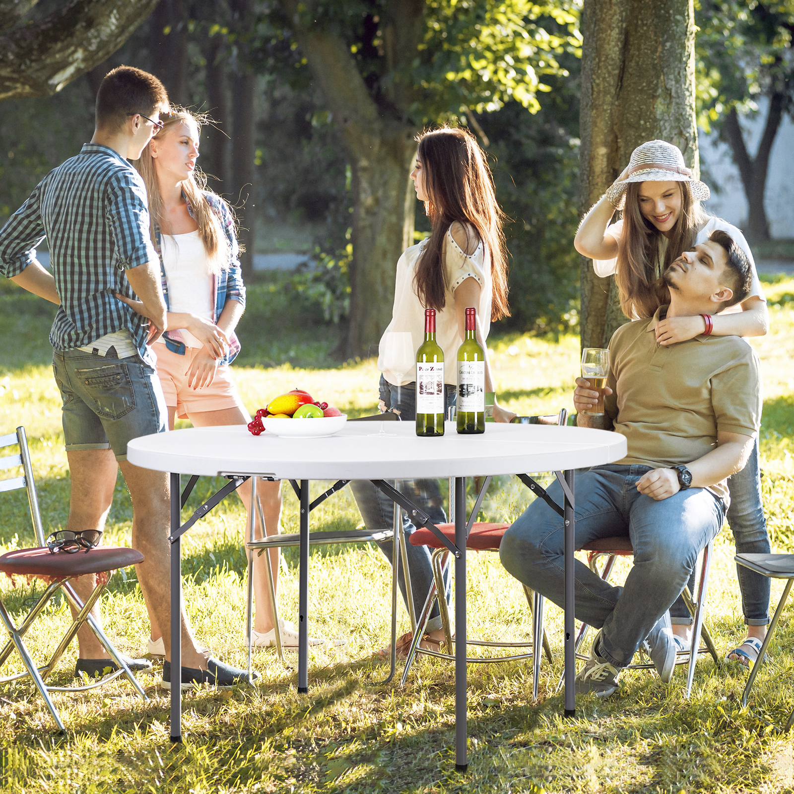 4ft Craft Camping and Utility Folding Carry Table White Height Adjustable