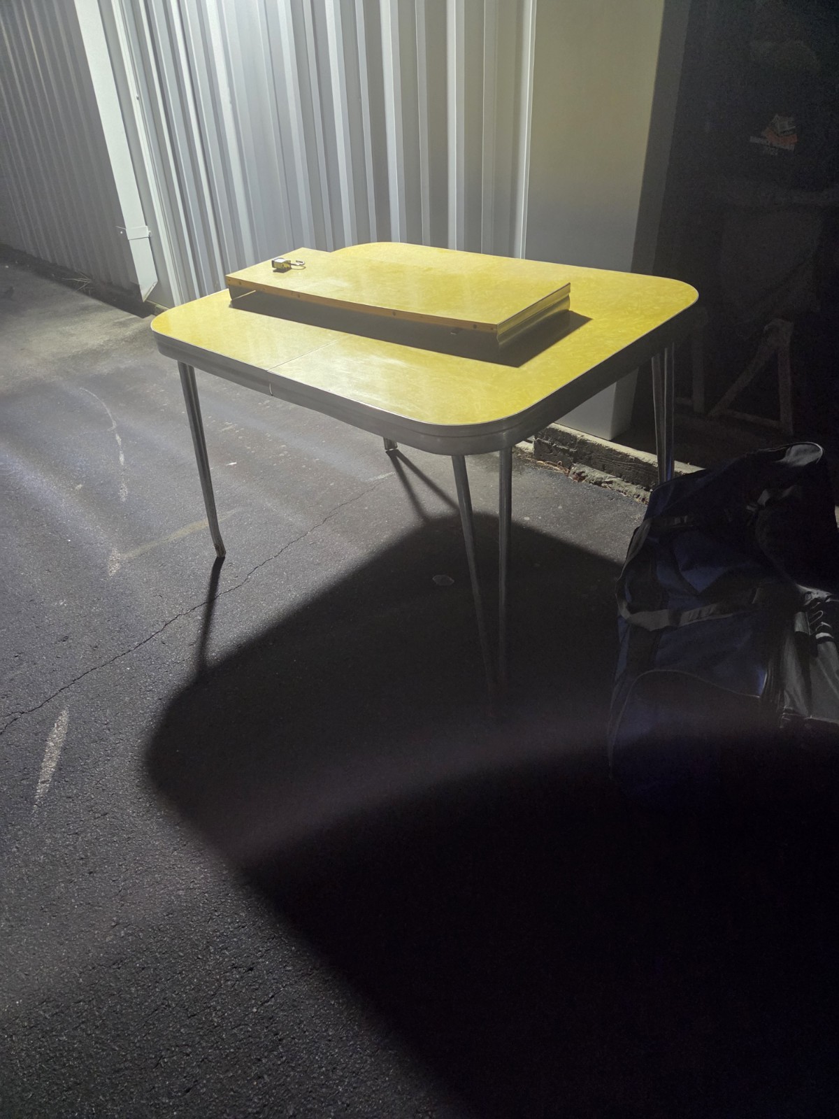 Vintage Retro Yellow Laminate Metal Dining Table Rectangular Kitchen Dining Room