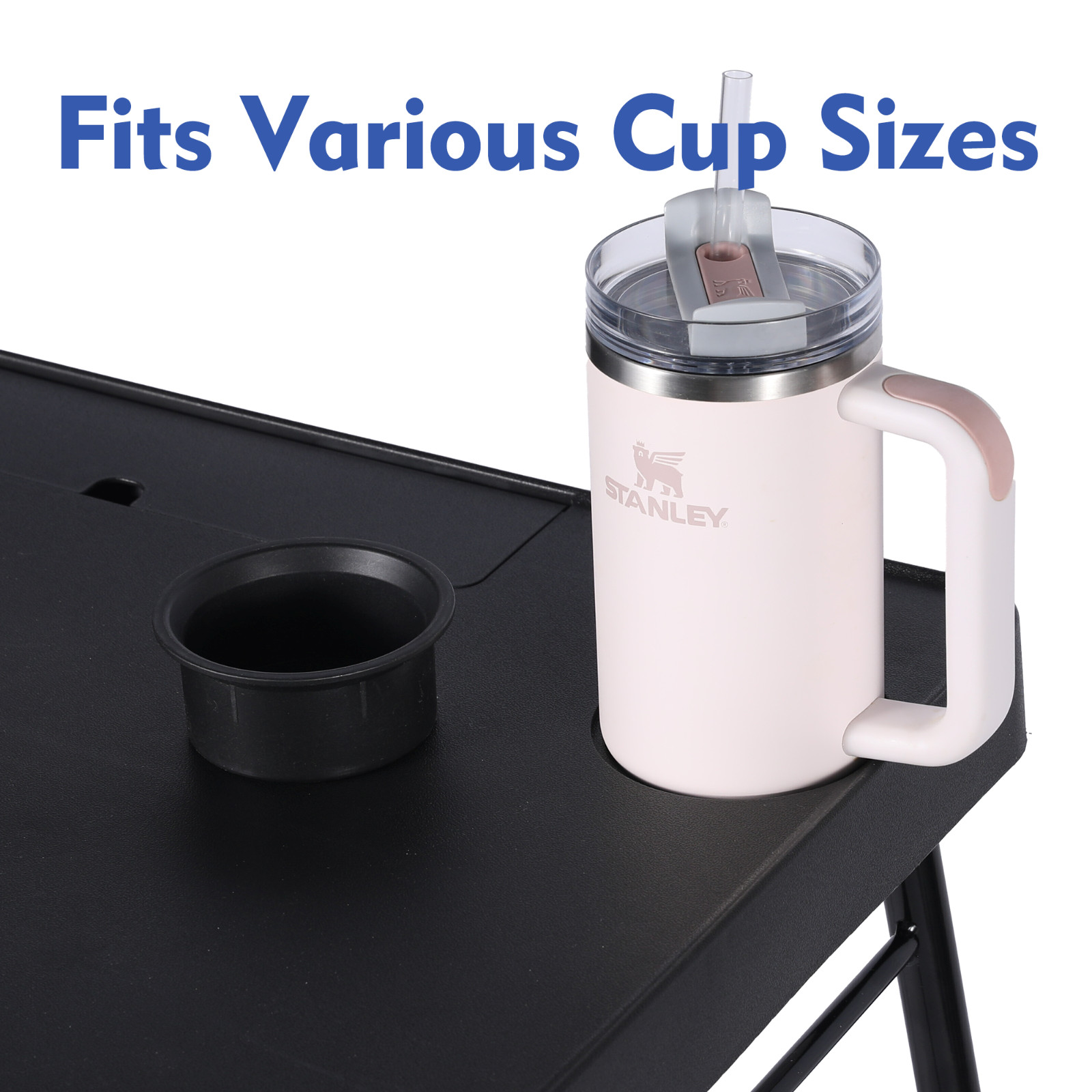 Mainstays 26″ Adjustable Height Personal Folding Table with Cupholder and Tablet