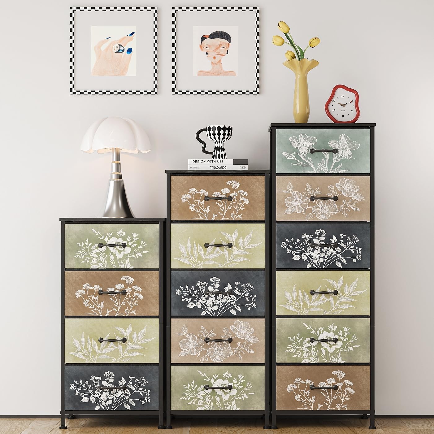 Tohomeor Vintage Dresser 11.8D x 15.8W x 31.5H (4 Drawers), Multi Color