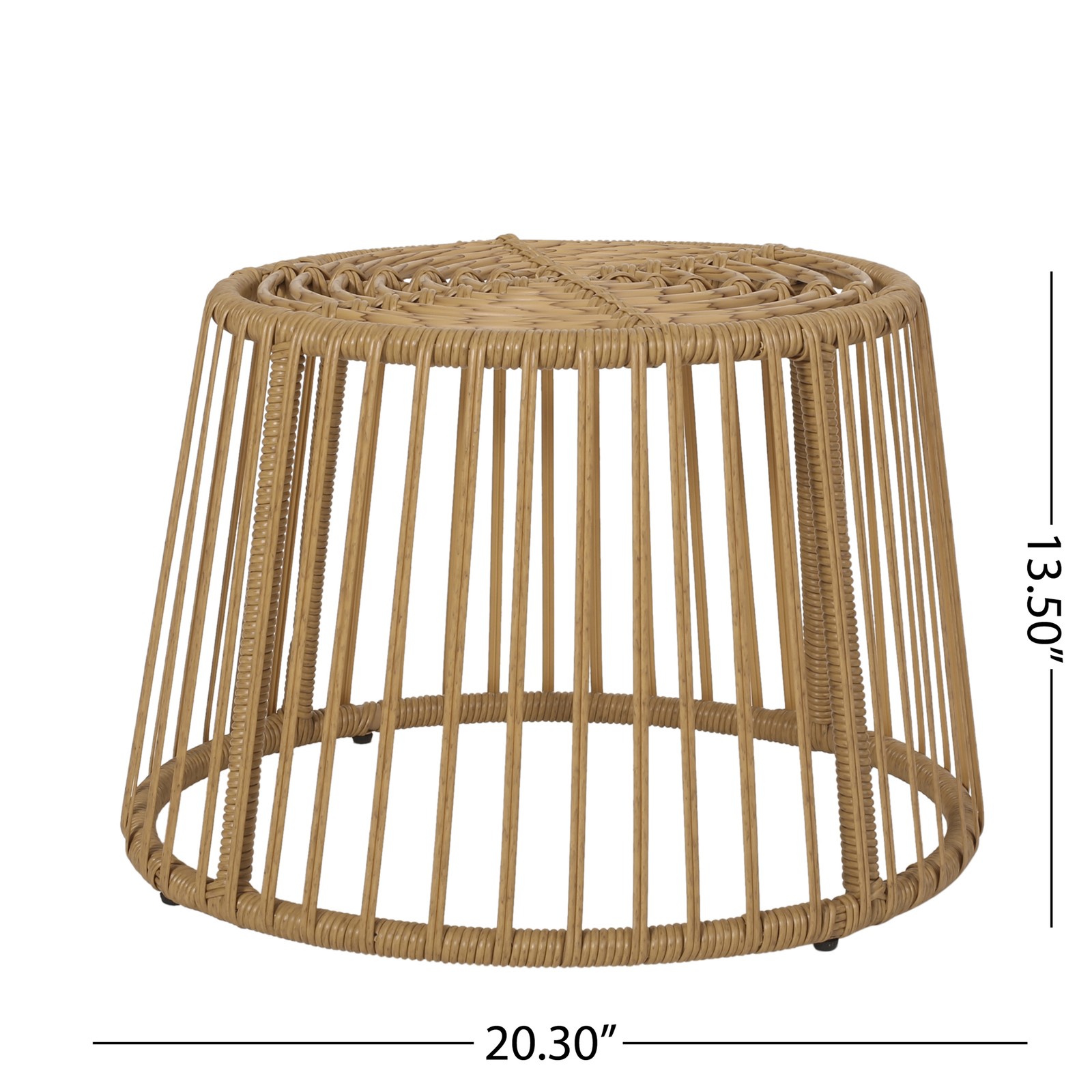 Chair & Side Table Set, Faux Rattan, Light Brown