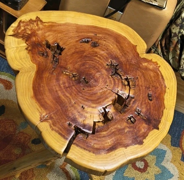 Handcrafted Cedar End Table Custom Built Florida Cedar-Rustic Wood Accent Table