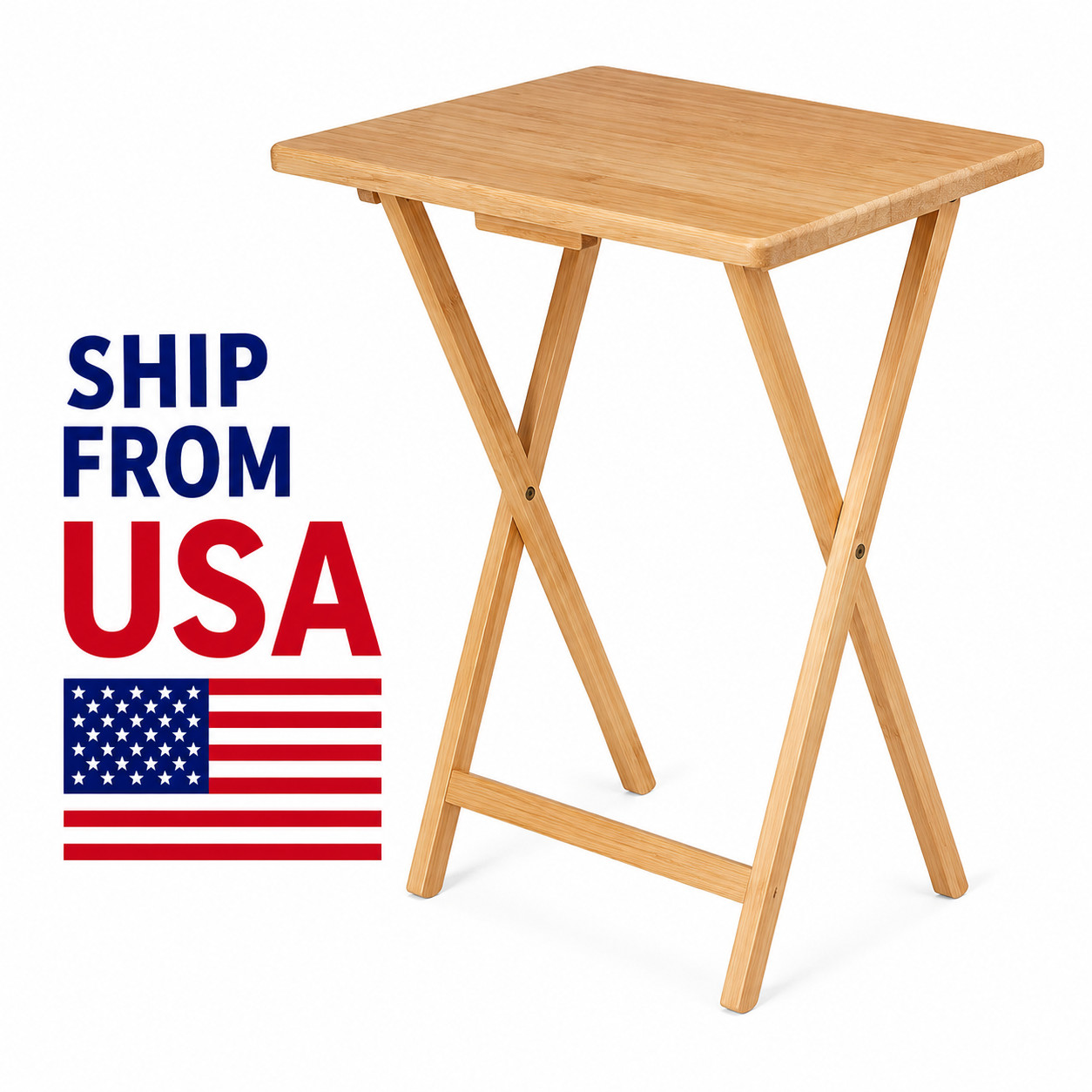 Folding TV Tray Table Portable Snack Laptop Desk Small Space Side Table Wood