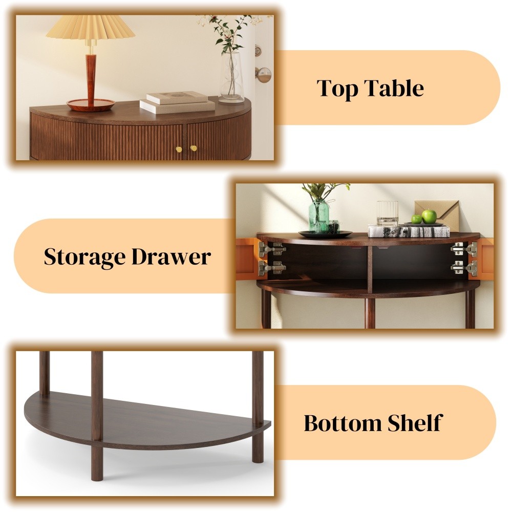 Side Table Wood Grain Finish Handcrafted Features Two Drawers Bottom Shelf