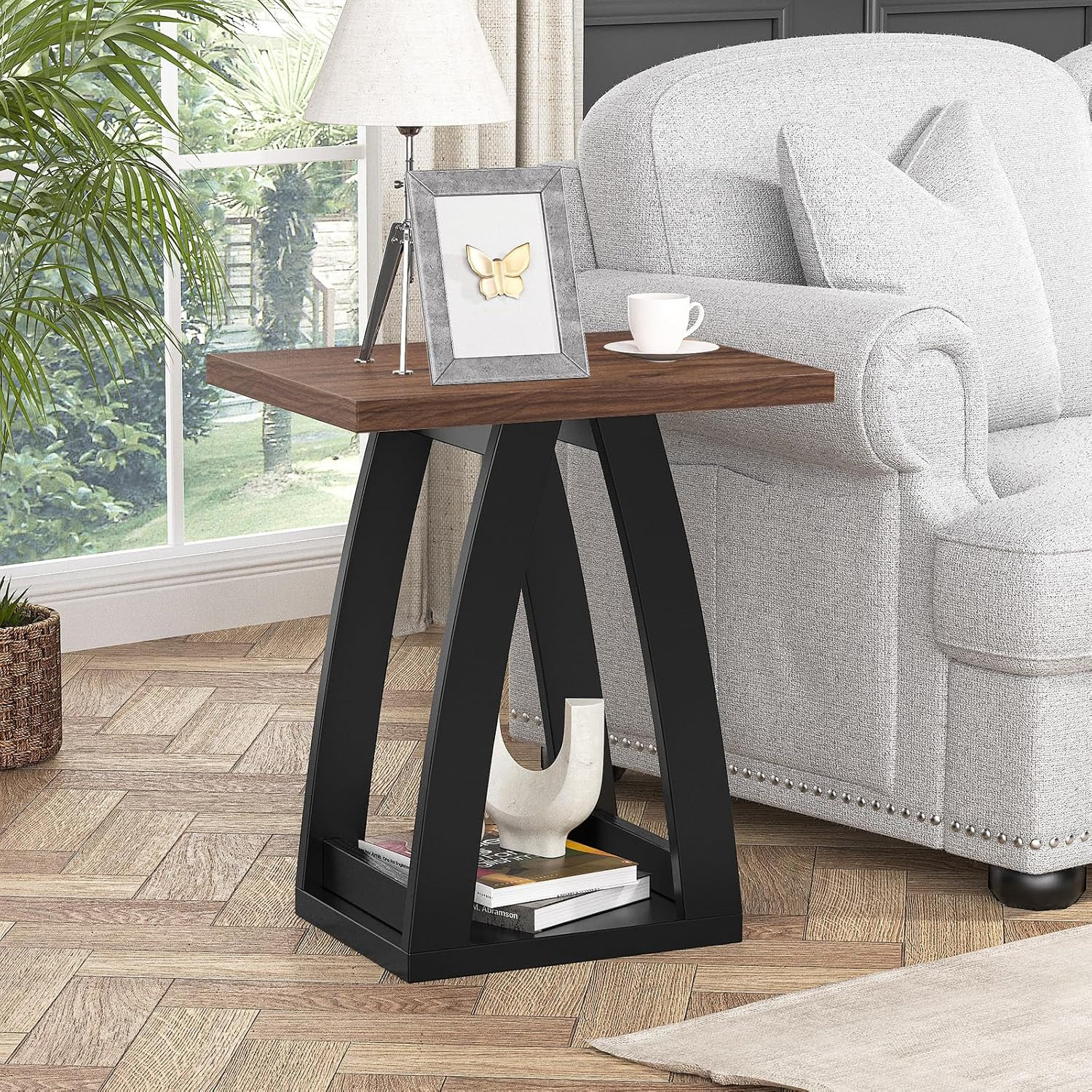 Modern End Table with Shelf – Stylish Nightstand for Living Room & Bedroom