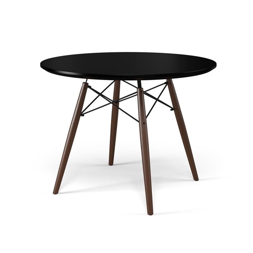 Pemberly Row Modern 39″ Round Dining Table in Black and Walnut