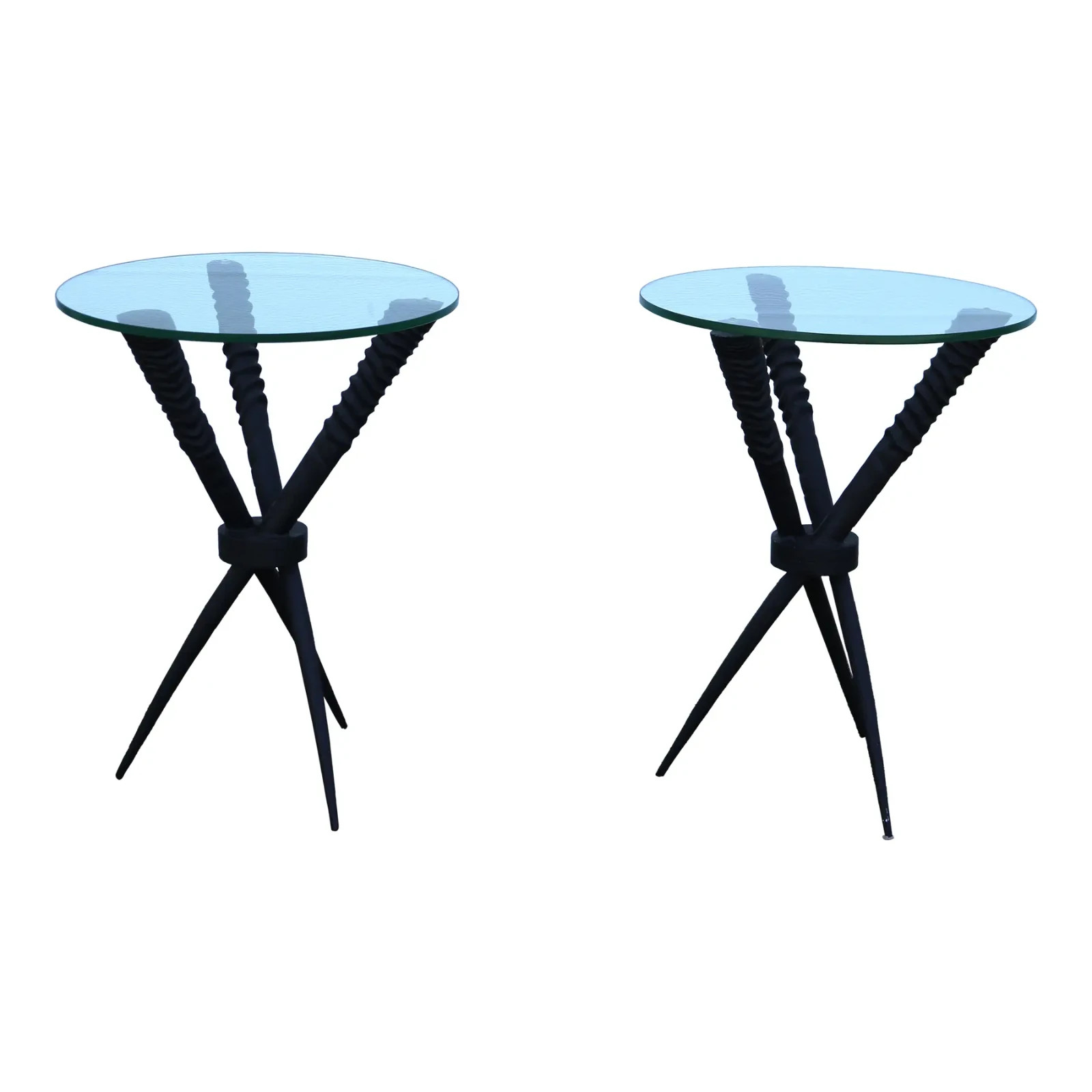 Oryx Gazella Horn Tripod Side Tables by Source for West Elm-a Pair