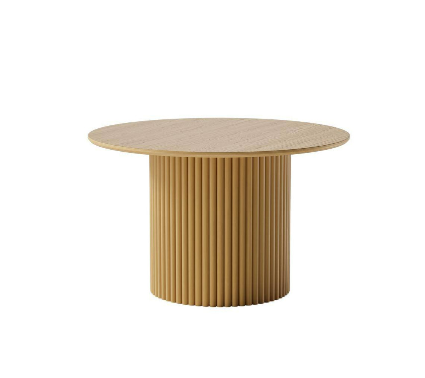 Abberton Natural Color Oak Wood Column Base 46 in. Round Dining Table
